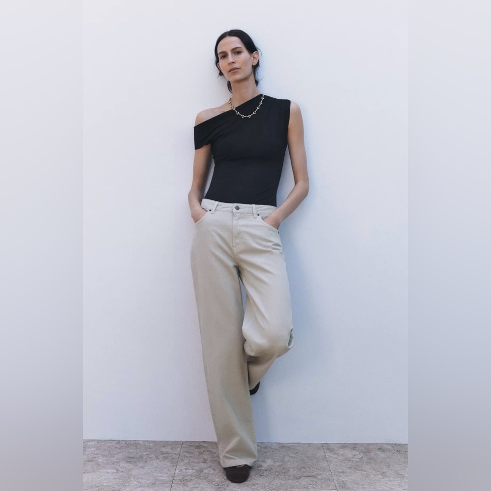 Zara ZW collection mid-rise slim fit Wide-Leg jeans